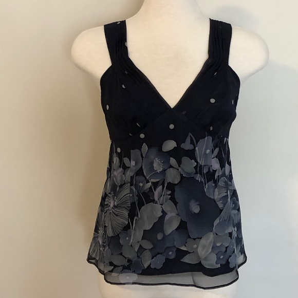 Like-New Navy Rebecca Taylor Silk Sweetheart-Top - Picture 1 of 10